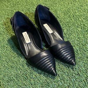 Burberry Amalia Black Quilted Buckle Pointed Toe Heels Size 38 EU 7.5
